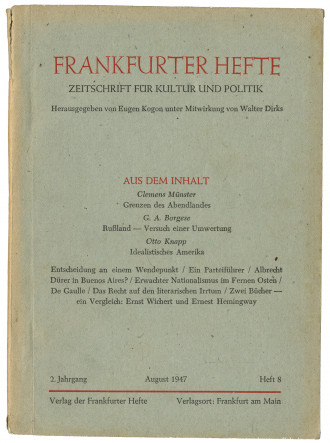 vitrine 4 frankfurter hefte aug 1947 heft 8