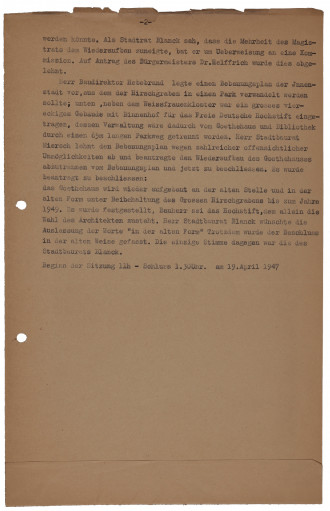 vitrine 6 bericht sitzung magistrat 19.04.1947 2